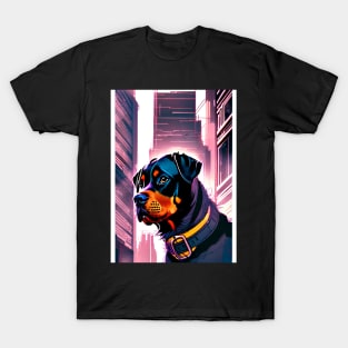 Rottweiler In Futuristic City T-Shirt